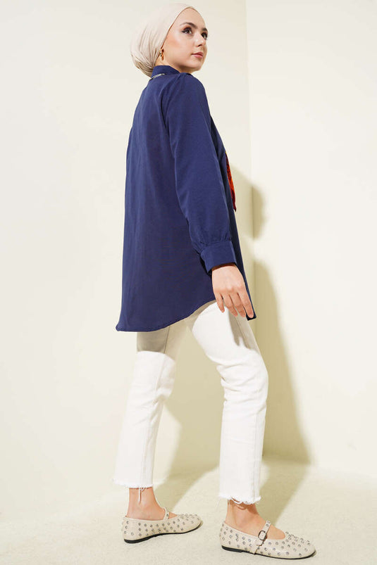 V-Piece Shirt Navy Blue