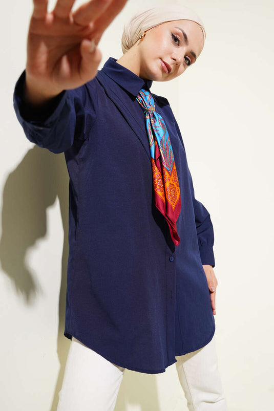 V-Piece Shirt Navy Blue