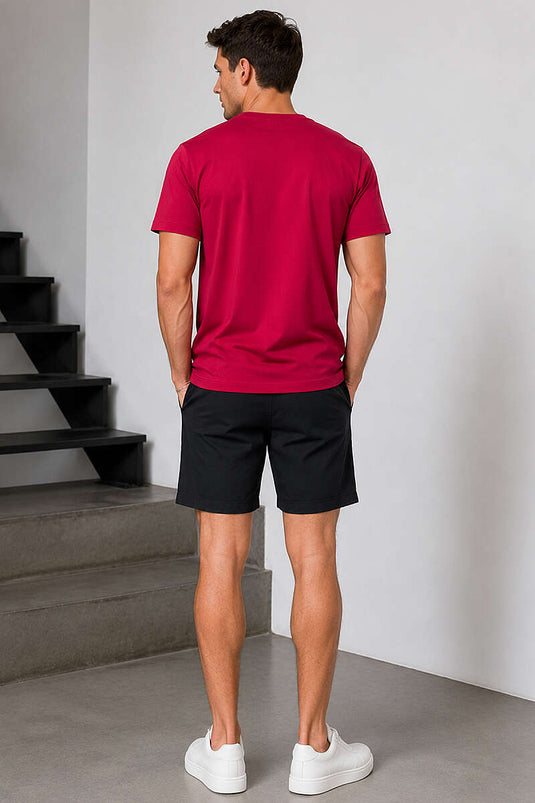 V Yaka Basic Erkek T-shirt Bordo