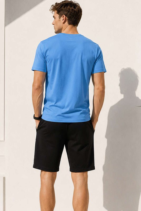 V Yaka Basic Erkek T-shirt İndigo