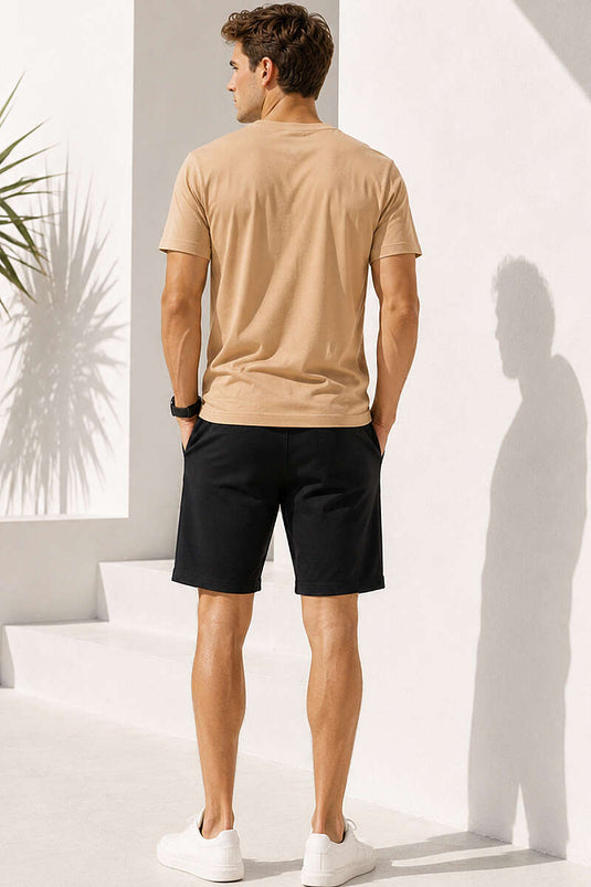 V Yaka Basic Erkek T-shirt Taba