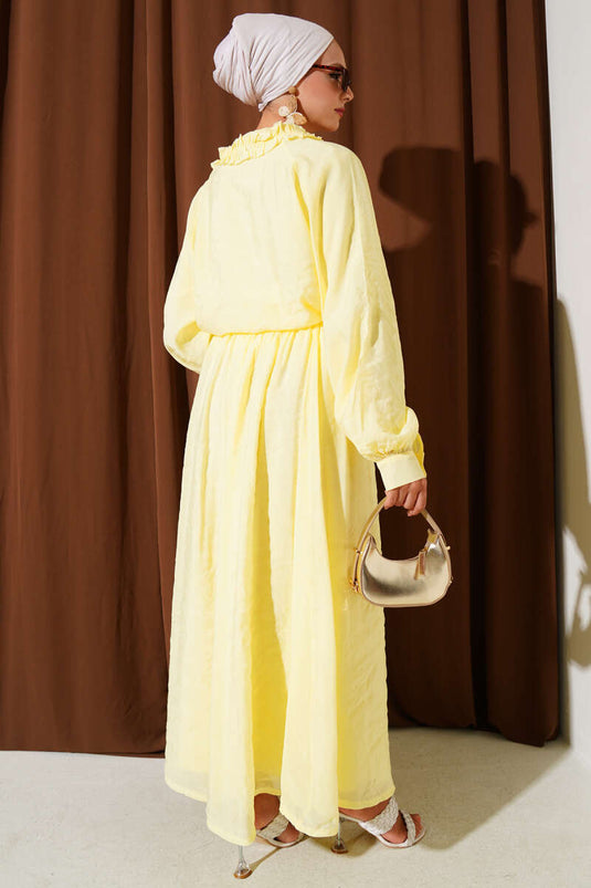 V-Neck Ruffle Skirt Three-Piece Suit Yellow