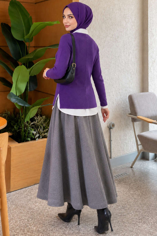 Blouse Matelassée À Col En V Violet