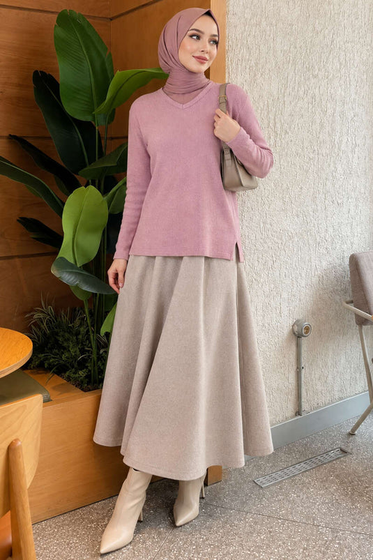 Blouse Texturée Encolure V Rose