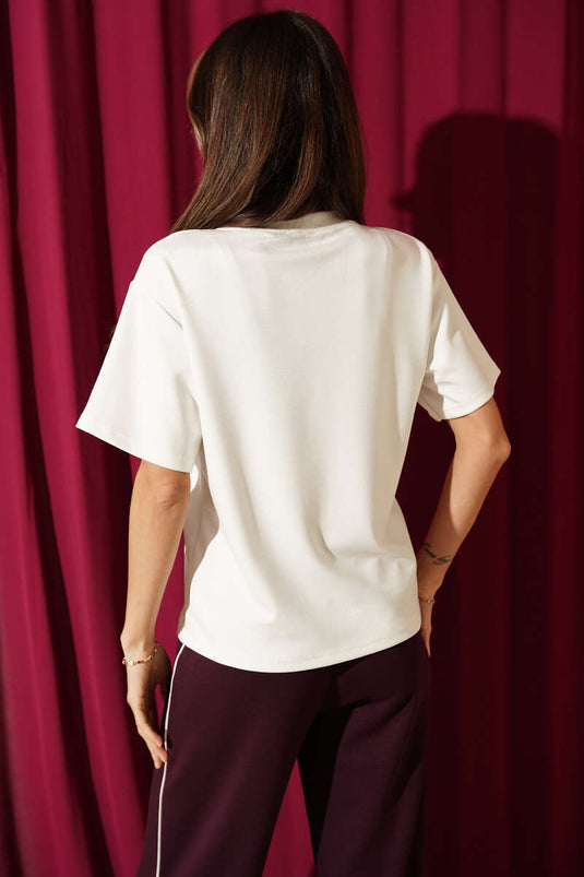 T-shirt V Yaka Loyşa Bianca