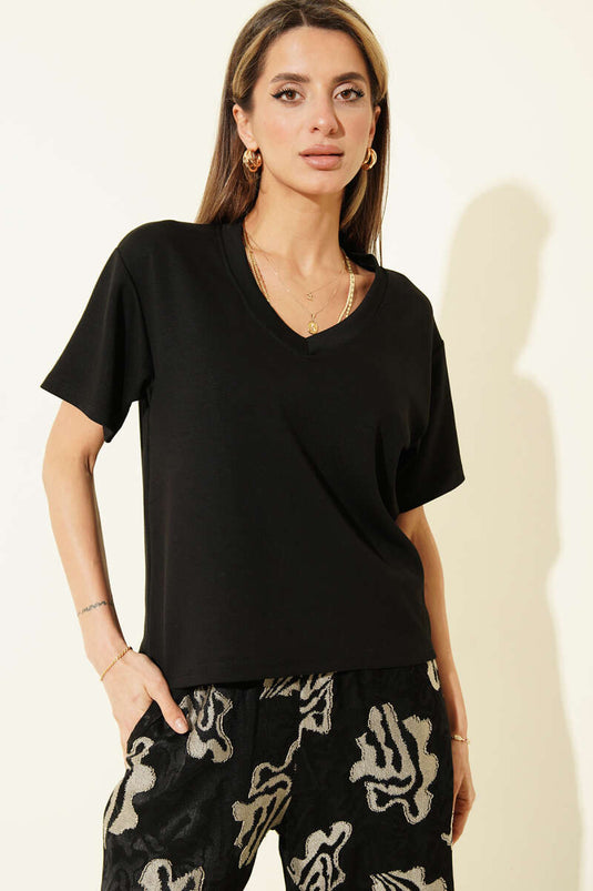 V-neck Loyşa T-shirt Black