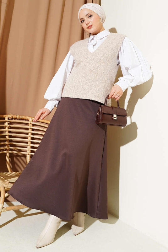 V-neck Soft Knit Vest Beige