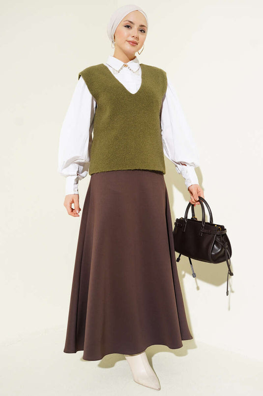 V-neck Soft Knit Vest Green