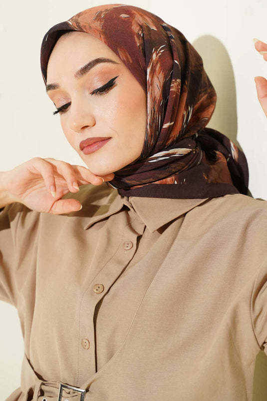 Van Gogh Serisi Modal Eşarp Kahve