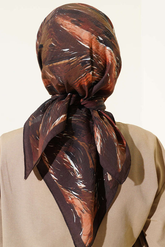 Van Gogh Serisi Modal Eşarp Kahve