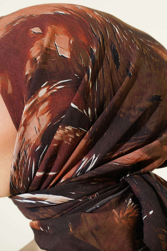 Van Gogh Serisi Modal Eşarp Kahve