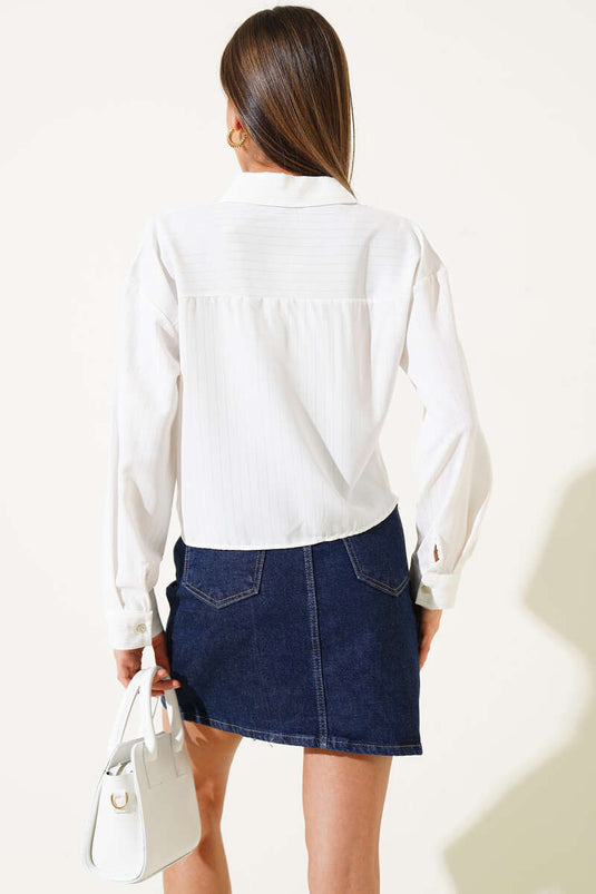 Chemise courte rayée Varak or