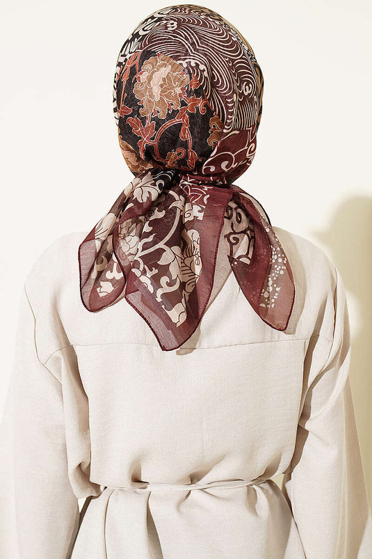 Vera Ethnic Patterned Scarf In Coffee