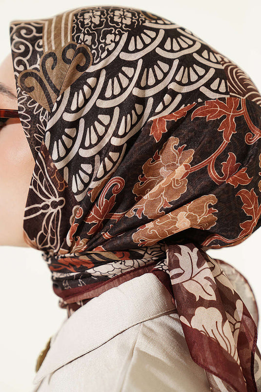 Vera Ethnic Patterned Scarf In Coffee