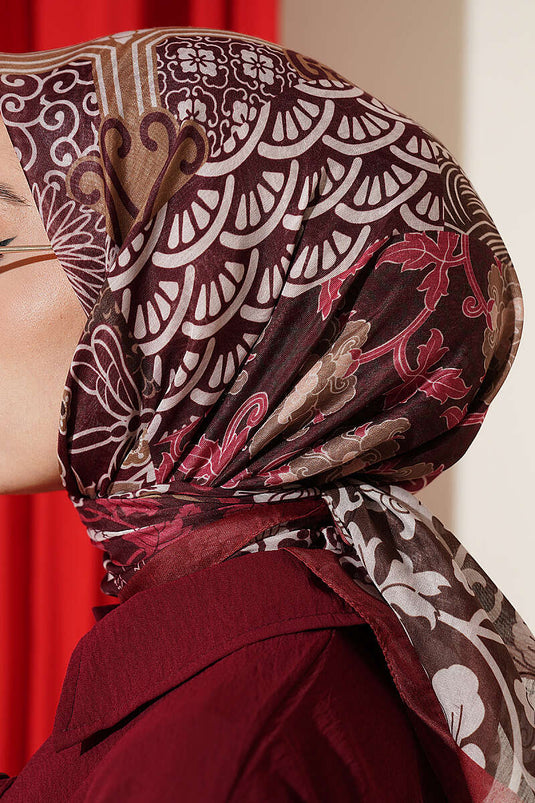 Vera Ethnic Patterned Scarf In Burnt Sienna