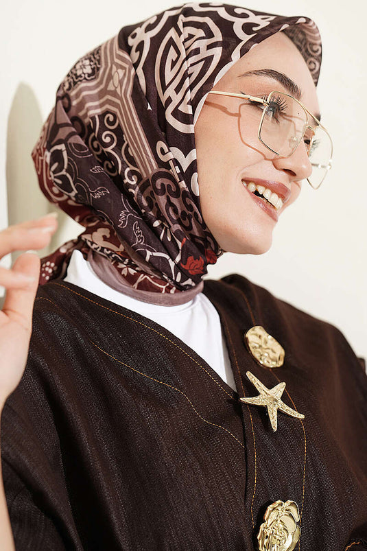 وشاح نمط عرقي فيرا بني رمادي