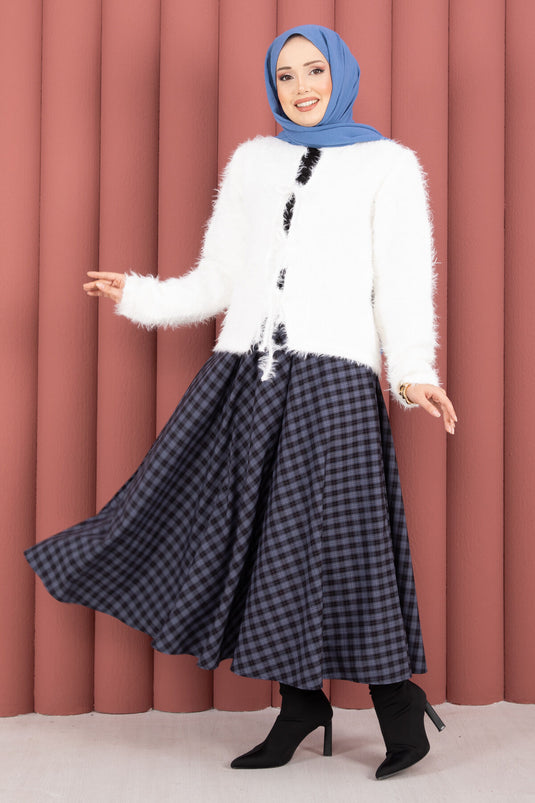 Vera Plüsch-Cardigan zum Binden vorne, Ecru