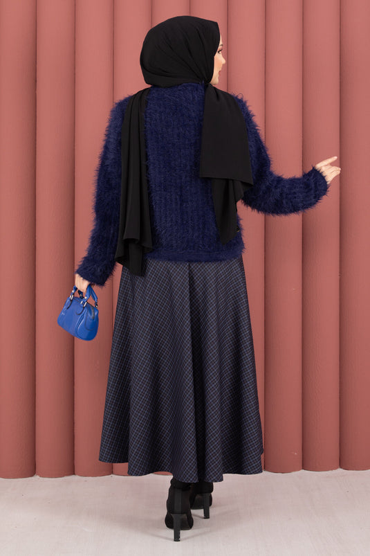 كارديجان فيرا المخملي برباط أمامي، لون كحلي