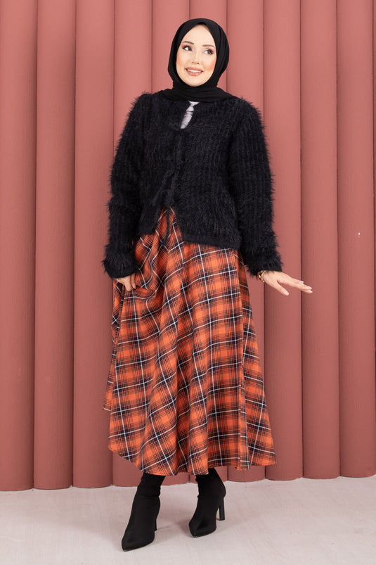 Vera Cardigan mit Bindeband vorne, Plüsch, Schwarz