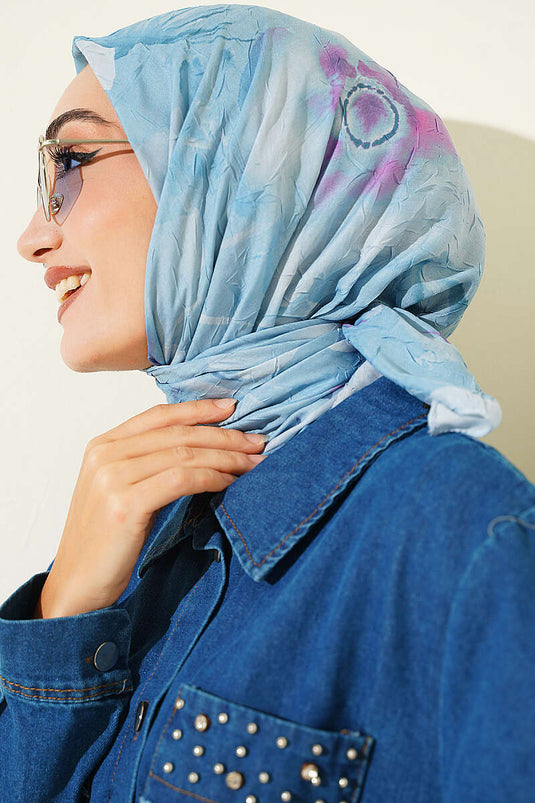 Pañuelo De Bambú Con Estampado Verona Azul Bebé