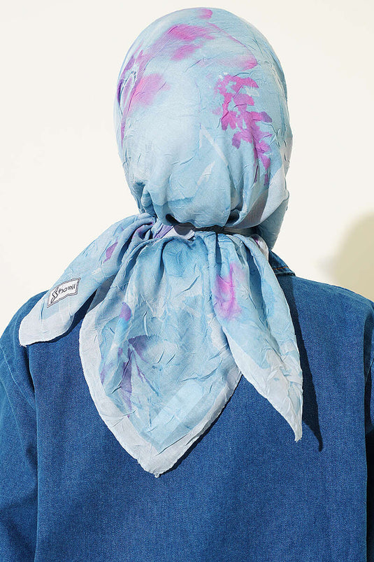 Pañuelo De Bambú Con Estampado Verona Azul Bebé