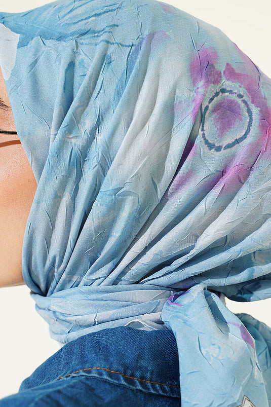 Pañuelo De Bambú Con Estampado Verona Azul Bebé