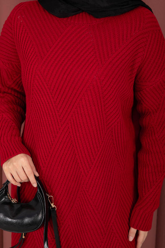 Pull en tricot à motif baklava Vinea rouge