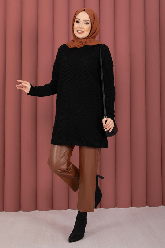 Pull en tricot à motif baklava Vinea noir