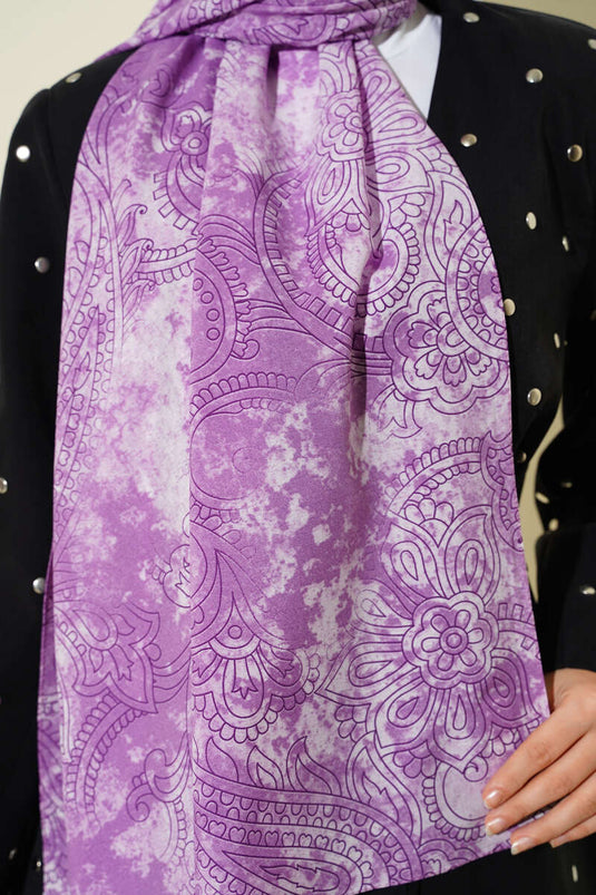 Châle lilas à motif de roses vintage