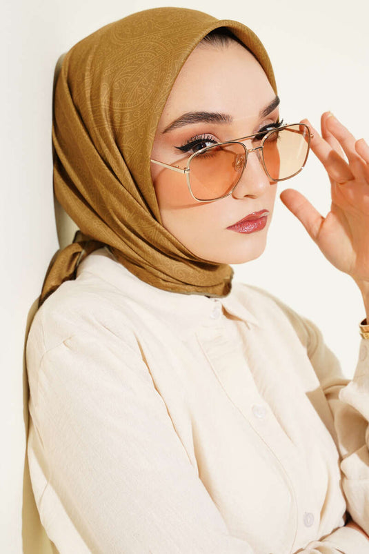 Écharpe à motif vintage vert huile