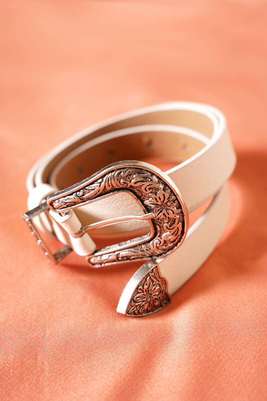 Ceinture à boucle vintage beige