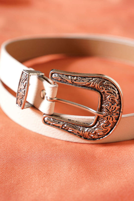 Vintage Buckled Belt Beige