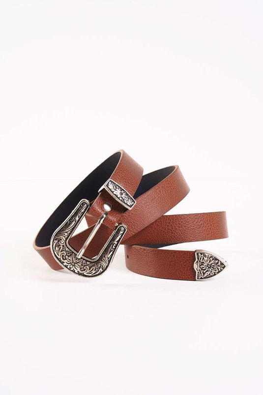 Vintage Buckled Belt Tan
