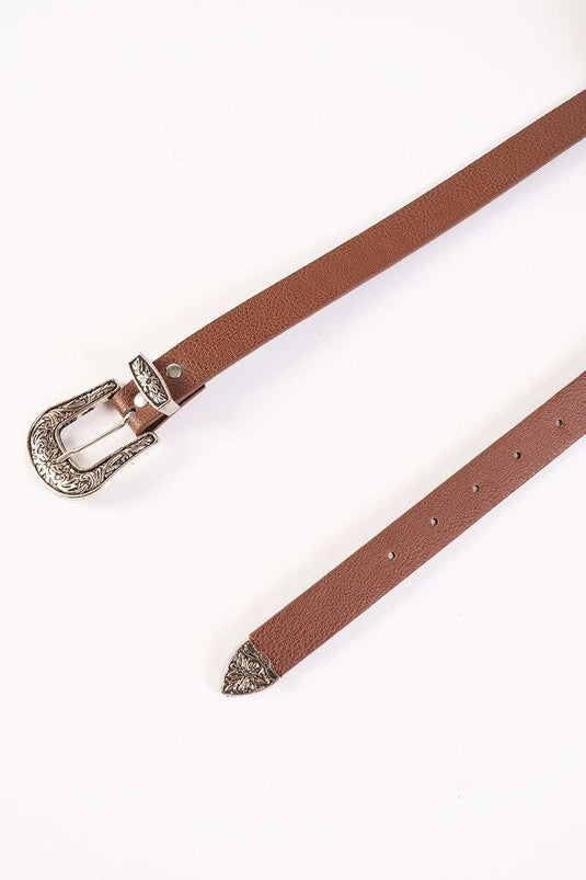 Ceinture à boucle vintage marron
