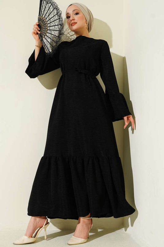 Robe en maille à volants noire