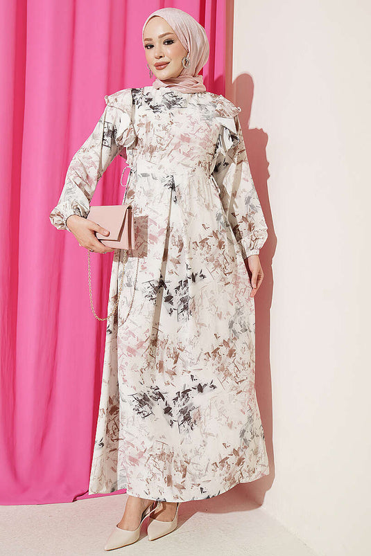 Robe À Volants Et Motifs Avec Lien Et Pierres