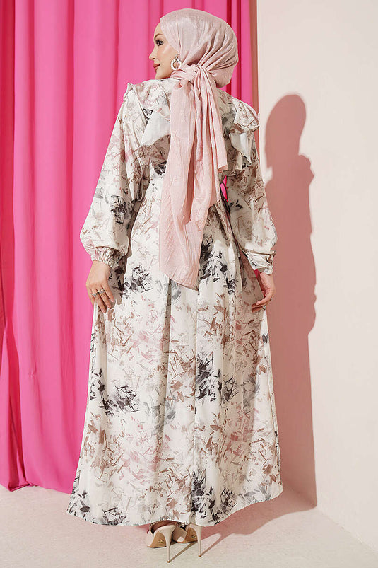 Robe À Volants Et Motifs Avec Lien Et Pierres