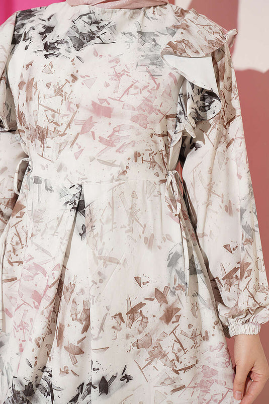 Robe À Volants Et Motifs Avec Lien Et Pierres
