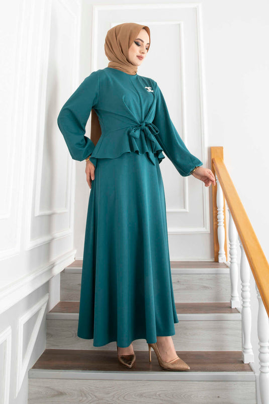 Flounce Hijab Suit Petrol