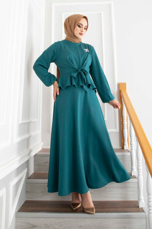 Flounce Hijab Suit Petrol