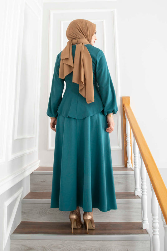 Flounce Hijab Suit Petrol