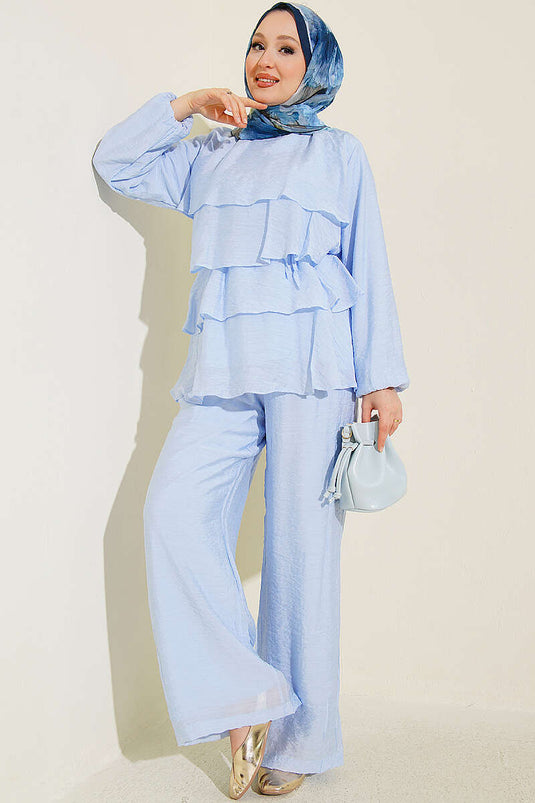 Ensemble Deux Pièces Bleu Vual Avec Ceinture