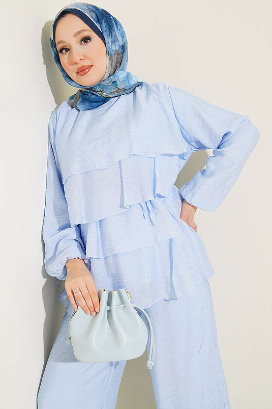 Ensemble Deux Pièces Bleu Vual Avec Ceinture
