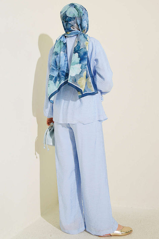 Ensemble Deux Pièces Bleu Vual Avec Ceinture