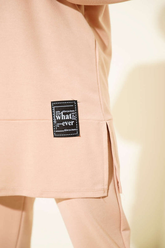 What Ever Embellished Hoodie Two-Piece Set Latte