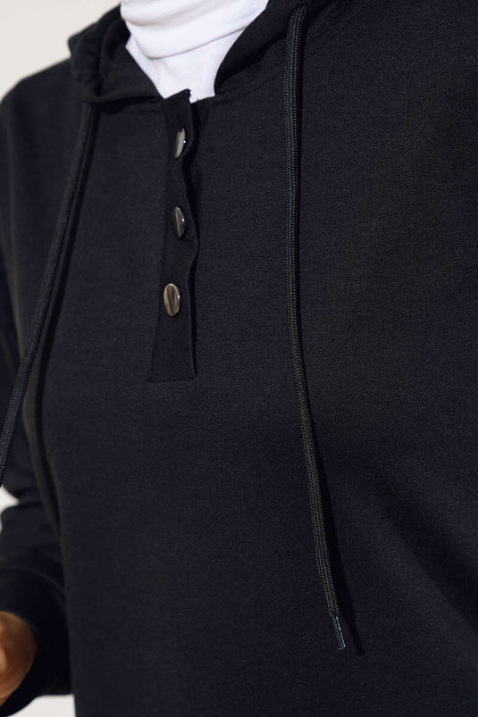 What Ever Emblem Hooded Two-Piece Set Black