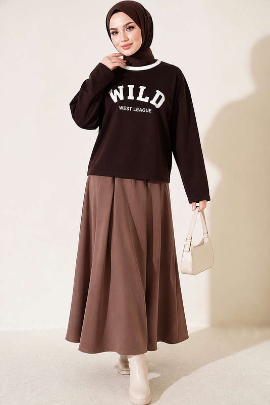 Wild Print Sweatshirt In Koffiebruin