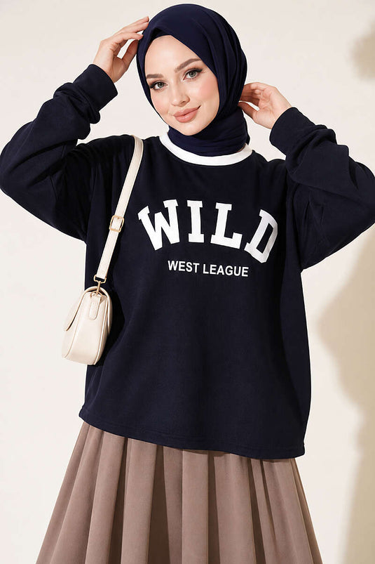 Wild Muster Sweatshirt Dunkelblau