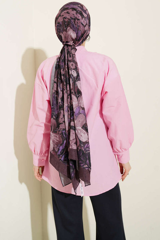Camicia con dettaglio allacciatura al collo rosa