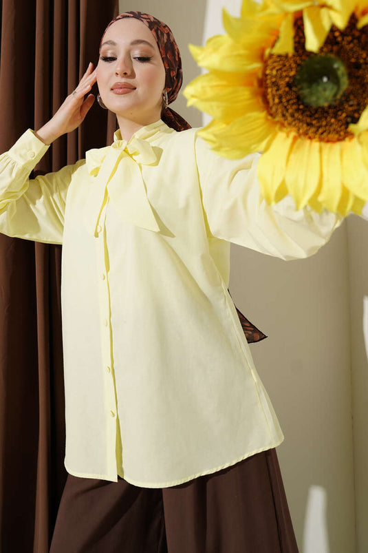 Chemise à détail noué jaune